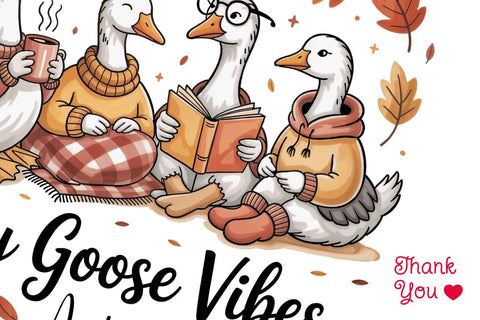 Cozy Goose Autumn Vibes Clipart Watercolor PNG Sublimation TanyaPrintDesign 