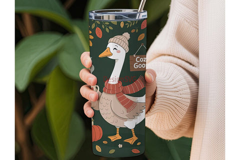 Cozy Goose Fall 20oz Tumbler Wrap Sublimation DesignSVG 