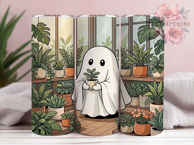 Cozy Greenhouse Ghost Charm 20oz Tumbler, Greenhouse Ghost, Cozy Charm, Rustic Theme, Sublimation Wrap, 20oz Tumbler, Vintage Aesthetic, Whimsical Design Sublimation Li Zamperini 