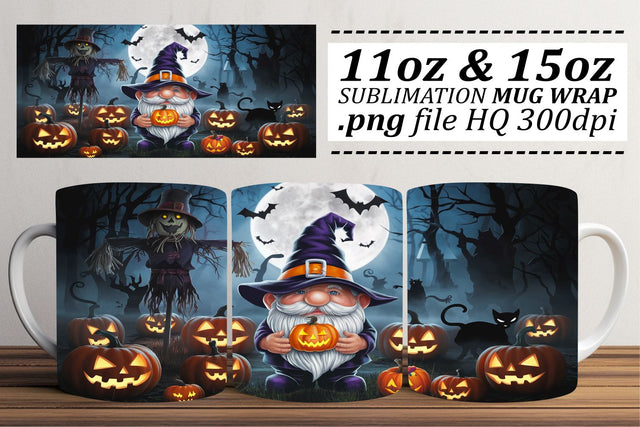 Cozy Halloween Gnome Mug Wrap Sublimation afrosvg 