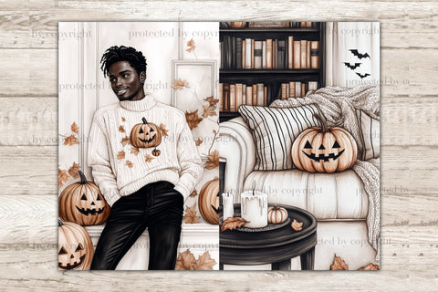 Cozy Halloween Junk Journal Kit | African American Girl Page SVG GlamArtZhanna 