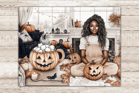 Cozy Halloween Junk Journal Kit | African American Girl Page SVG GlamArtZhanna 