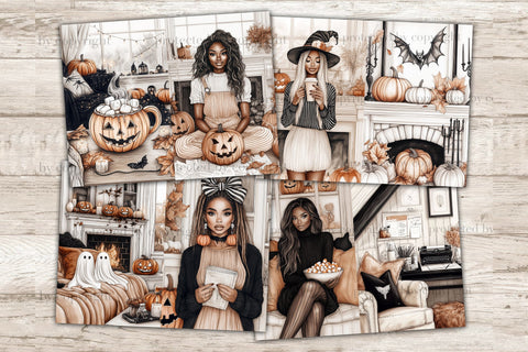 Cozy Halloween Junk Journal Kit | African American Girl Page SVG GlamArtZhanna 
