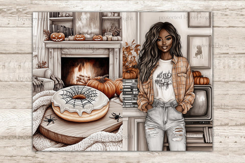 Cozy Halloween Junk Journal Kit | African American Girl Page SVG GlamArtZhanna 