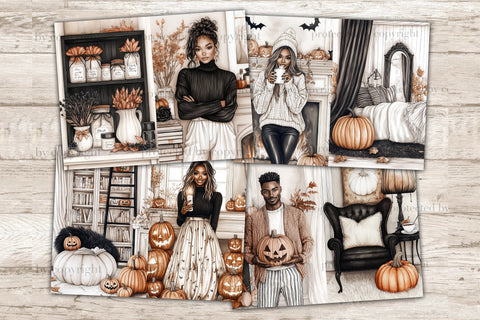Cozy Halloween Junk Journal Kit | African American Girl Page SVG GlamArtZhanna 