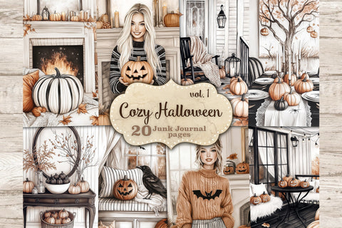Cozy Halloween Junk Journal Kit | Witch Digital Paper SVG GlamArtZhanna 