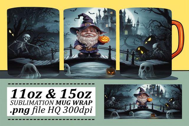 Cozy Halloween Mug Wrap with Gnome Sublimation afrosvg 