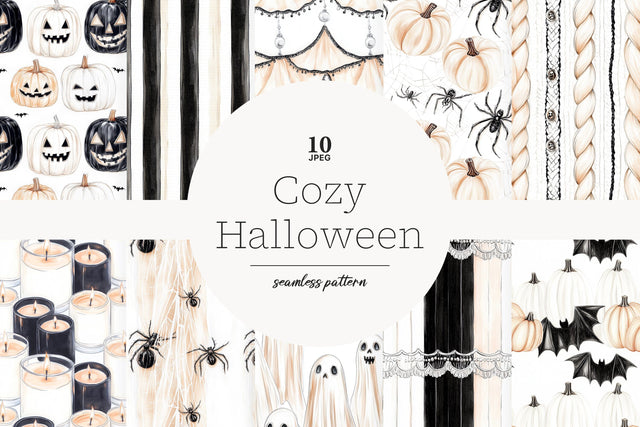 Cozy Halloween Paper | Neutral Background Beige Pattern Digital Pattern GlamArtZhanna 