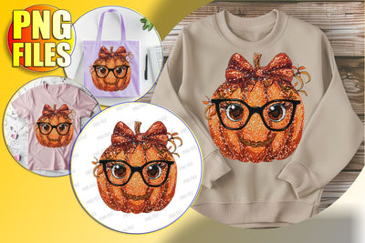Cozy Halloween Pumpkin with Embroidered Bow Sublimation Sublimation afrosvg 