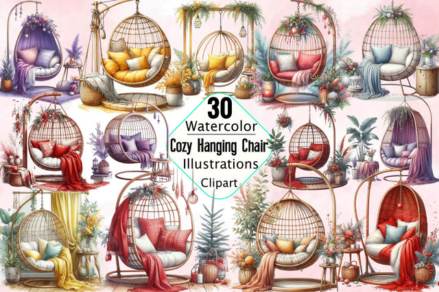Cozy Hanging Chair Sublimation Clipart Bundle Sublimation SVGArt 