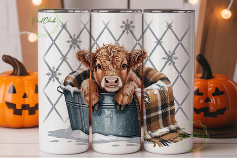 Cozy Highland Calf 20oz Tumbler Wrap Sublimation PixelChick 