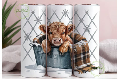 Cozy Highland Calf 20oz Tumbler Wrap Sublimation PixelChick 