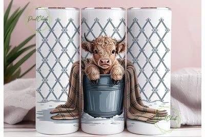 Cozy Highland Calf 20oz Tumbler Wrap Sublimation PixelChick 