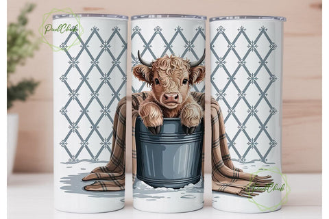 Cozy Highland Calf 20oz Tumbler Wrap Sublimation PixelChick 