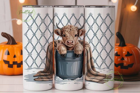 Cozy Highland Calf 20oz Tumbler Wrap Sublimation PixelChick 