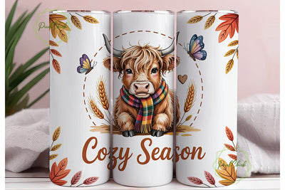 Cozy Highland Cow Autumn 20oz Tumbler Sublimation PixelChick 