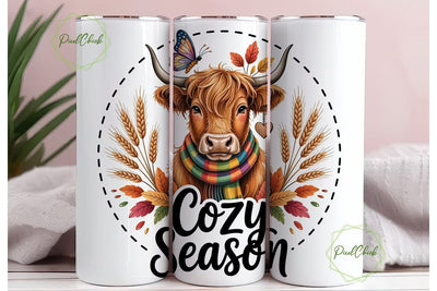 Cozy Highland Cow Autumn 20oz Tumbler Sublimation PixelChick 
