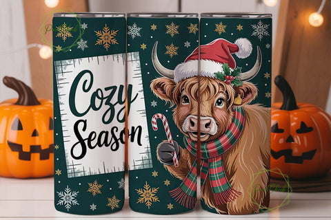 Cozy Highland Cow Christmas 20oz Tumbler Sublimation PixelChick 