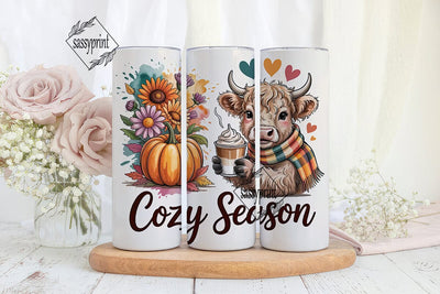 Cozy Highland Cow Fall 20oz Tumbler Sublimation sassyprint 