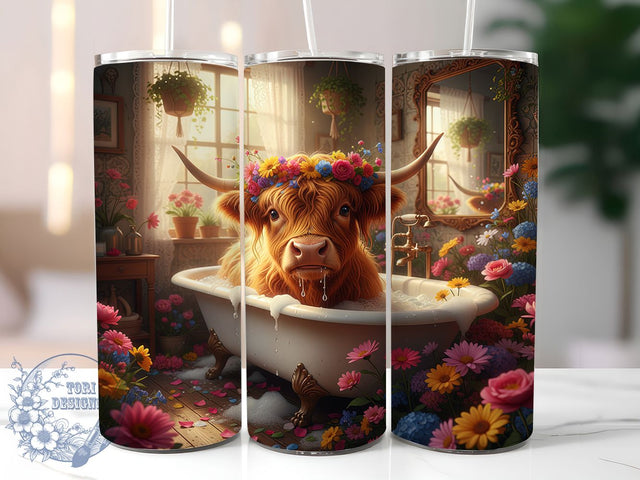 Cozy Highland Cow Hygge Tumbler, Cozy Farm Animal Wrap, Rustic Cow Sublimation Design, 20oz Hygge Tumbler, Whimsical Highland Cow Mug, Cute Country Christmas Cup, Warm Winter Cow Art Sublimation ToriDesigns 