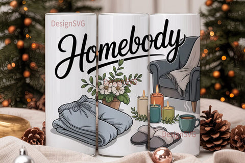 Cozy Homebody 20oz Tumbler Wrap Sublimation DesignSVG 