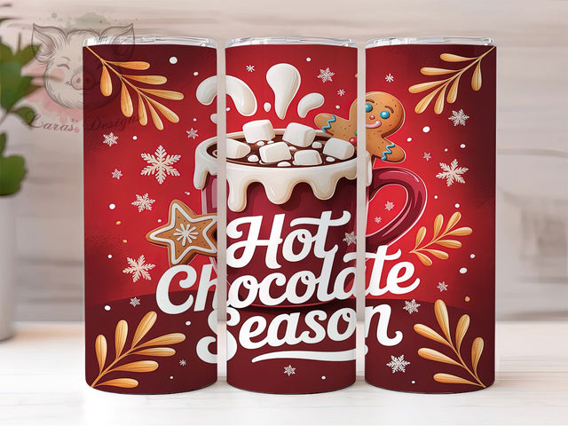 Cozy Hot Chocolate Winter Tumbler, Winter Cocoa Wrap, Holiday Drink Sublimation, Cozy Beverage Cup, 20Oz Skinny Tumbler Wrap, Sweet Christmas Mug, Festive Cocoa Design Sublimation Lara' s Designs 