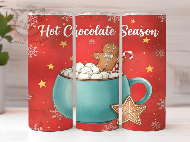 Cozy Hot Chocolate Winter Tumbler, Winter Cocoa Wrap, Holiday Drink Sublimation, Cozy Beverage Cup, 20Oz Skinny Tumbler Wrap, Sweet Christmas Mug, Festive Cocoa Design Sublimation Lara' s Designs 