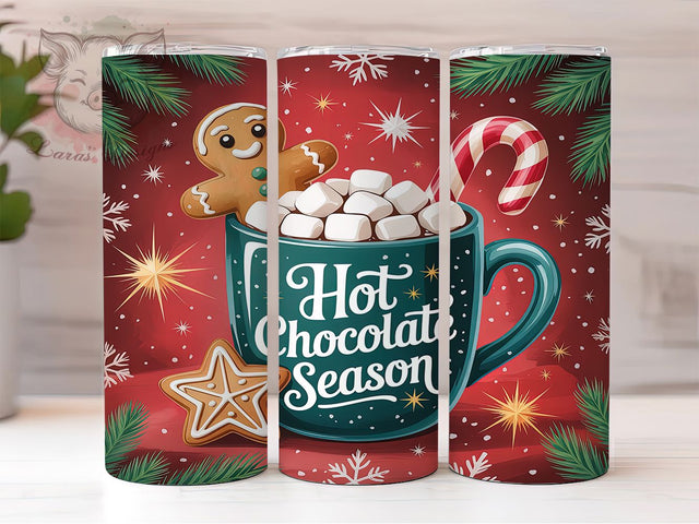 Cozy Hot Chocolate Winter Tumbler, Winter Cocoa Wrap, Holiday Drink Sublimation, Cozy Beverage Cup, 20Oz Skinny Tumbler Wrap, Sweet Christmas Mug, Festive Cocoa Design Sublimation Lara' s Designs 