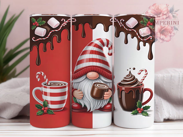 Cozy Hot Cocoa Gnome Tumbler, Winter Gnome Wrap, 20Oz Skinny Tumbler, Cozy Holiday Sublimation, Christmas Cocoa Design, Cute Gnome Tumbler, Warm Winter Drink Wrap Sublimation Li Zamperini 