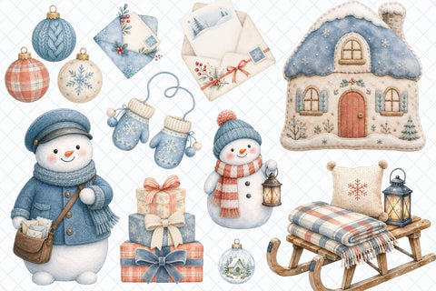 Cozy & Hygge Winter Watercolor Clipart Sublimation TanyaPrintDesign 