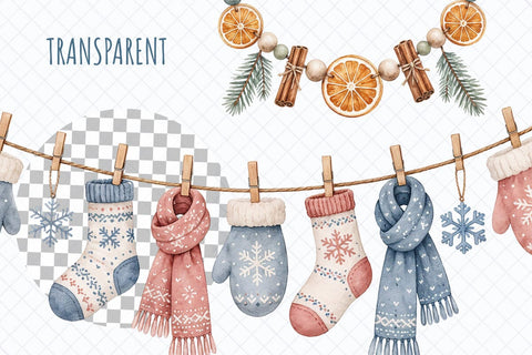 Cozy & Hygge Winter Watercolor Clipart Sublimation TanyaPrintDesign 