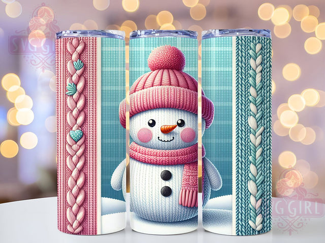 Cozy Knit Snowman Tumbler, Knit Pattern Sublimation, Winter Snowman Design, Cozy Knit Tumbler, 20oz Tumbler Design, Christmas Knit SVG, Holiday Sweater Tumbler Sublimation SvggirlplusArt 