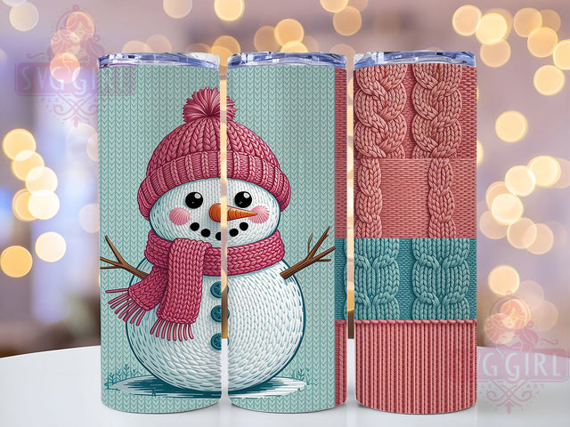 Cozy Knit Snowman Tumbler, Knit Pattern Sublimation, Winter Snowman Design, Cozy Knit Tumbler, 20oz Tumbler Design, Christmas Knit SVG, Holiday Sweater Tumbler Sublimation SvggirlplusArt 