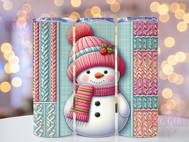 Cozy Knit Snowman Tumbler, Knit Pattern Sublimation, Winter Snowman Design, Cozy Knit Tumbler, 20oz Tumbler Design, Christmas Knit SVG, Holiday Sweater Tumbler Sublimation SvggirlplusArt 