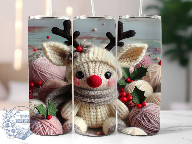 Cozy Knitted Reindeer Christmas Tumbler, Cozy Christmas Wrap, 20oz Tumbler Sublimation, Chunky Yarn Holiday Design, Festive Winter Sublimation, Handmade Knit Tumbler, Rustic Christmas Wrap Sublimation ToriDesigns 