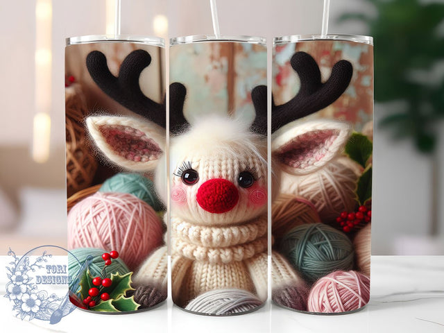 Cozy Knitted Reindeer Christmas Tumbler, Cozy Christmas Wrap, 20oz Tumbler Sublimation, Chunky Yarn Holiday Design, Festive Winter Sublimation, Handmade Knit Tumbler, Rustic Christmas Wrap Sublimation ToriDesigns 