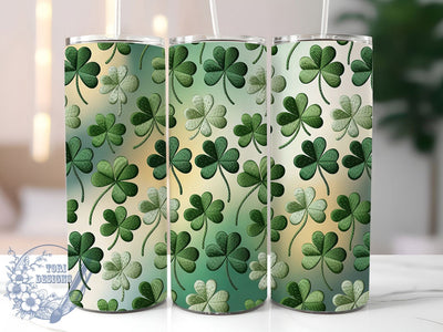Cozy Knitted Shamrock Tumbler, Irish Clover Pattern, Faux Yarn Texture, Knitted Style, Festive Irish Charm, Lucky Shamrock Design, Cozy Rustic Wrap, 20Oz Tumbler, Sublimation Sublimation ToriDesigns 