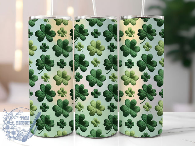 Cozy Knitted Shamrock Tumbler, Irish Clover Pattern, Faux Yarn Texture, Knitted Style, Festive Irish Charm, Lucky Shamrock Design, Cozy Rustic Wrap, 20Oz Tumbler, Sublimation Sublimation ToriDesigns 