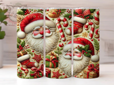Cozy Latch Yarn Santa Tumbler, Knit Christmas Wrap, Handmade Holiday Sublimation Design, Cozy Santa Cup, 20Oz Skinny Tumbler Wrap, Vintage Yarn Mug, Crafty Christmas Design Sublimation Lara' s Designs 