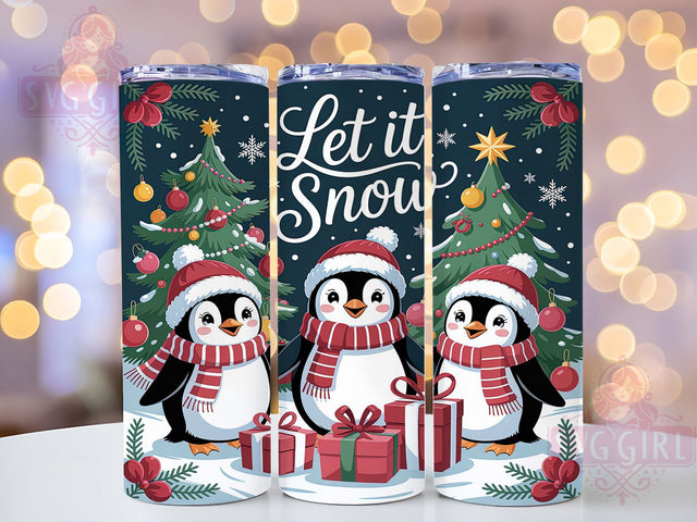 Cozy Let It Snow Penguin Christmas Tumbler, Penguin Winter Wrap, Buffalo Plaid Sublimation, Festive Holiday Cup, 20Oz Skinny Tumbler Wrap, Snowy Christmas Mug, Cozy Winter Design Sublimation SvggirlplusArt 