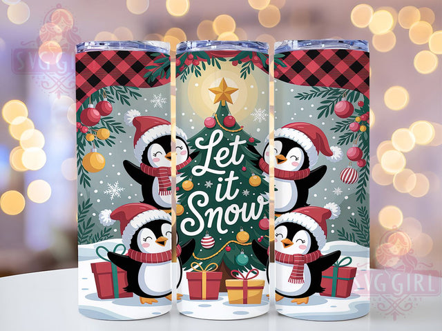 Cozy Let It Snow Penguin Christmas Tumbler, Penguin Winter Wrap, Buffalo Plaid Sublimation, Festive Holiday Cup, 20Oz Skinny Tumbler Wrap, Snowy Christmas Mug, Cozy Winter Design Sublimation SvggirlplusArt 