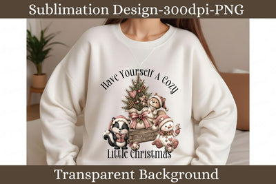 Cozy Little Christmas PNG, Cute Woodland Animals, Rustic Pink Holiday Sublimation Design Sublimation Keepsake Treasures Designs LLC. 