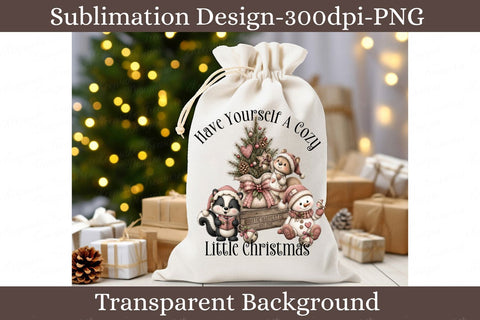 Cozy Little Christmas PNG, Cute Woodland Animals, Rustic Pink Holiday Sublimation Design Sublimation Keepsake Treasures Designs LLC. 