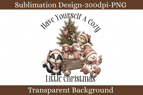 Cozy Little Christmas PNG, Cute Woodland Animals, Rustic Pink Holiday Sublimation Design Sublimation Keepsake Treasures Designs LLC. 