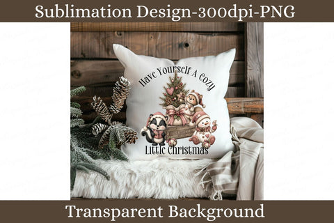 Cozy Little Christmas PNG, Cute Woodland Animals, Rustic Pink Holiday Sublimation Design Sublimation Keepsake Treasures Designs LLC. 