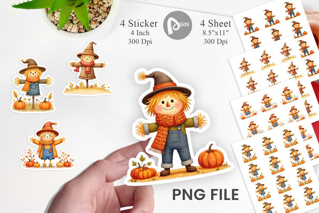 Cozy Little Scarecrows Sticker Sublimation artnoy 
