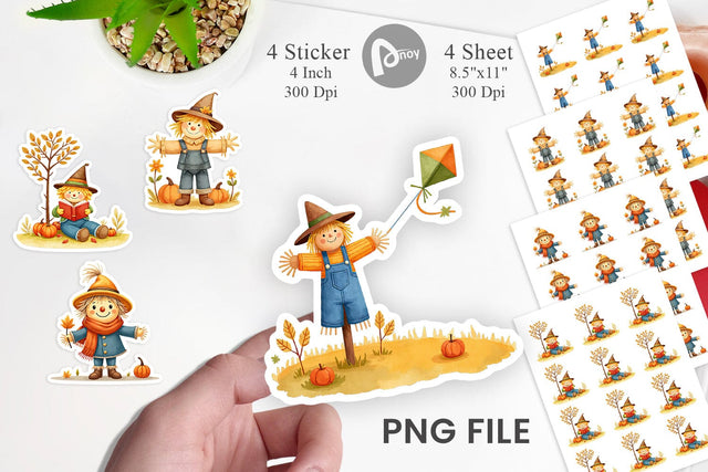 Cozy Little Scarecrows Sticker Sublimation artnoy 