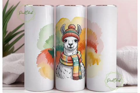 Cozy Llama Christmas 20oz Tumbler Wrap Sublimation PixelChick 