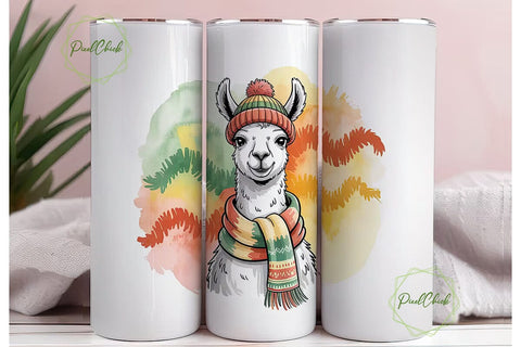 Cozy Llama Christmas 20oz Tumbler Wrap Sublimation PixelChick 