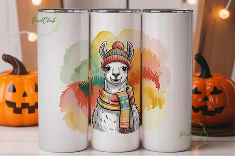 Cozy Llama Christmas 20oz Tumbler Wrap Sublimation PixelChick 